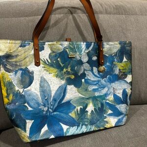 Brahmin Large floral leather tote with dust bag included